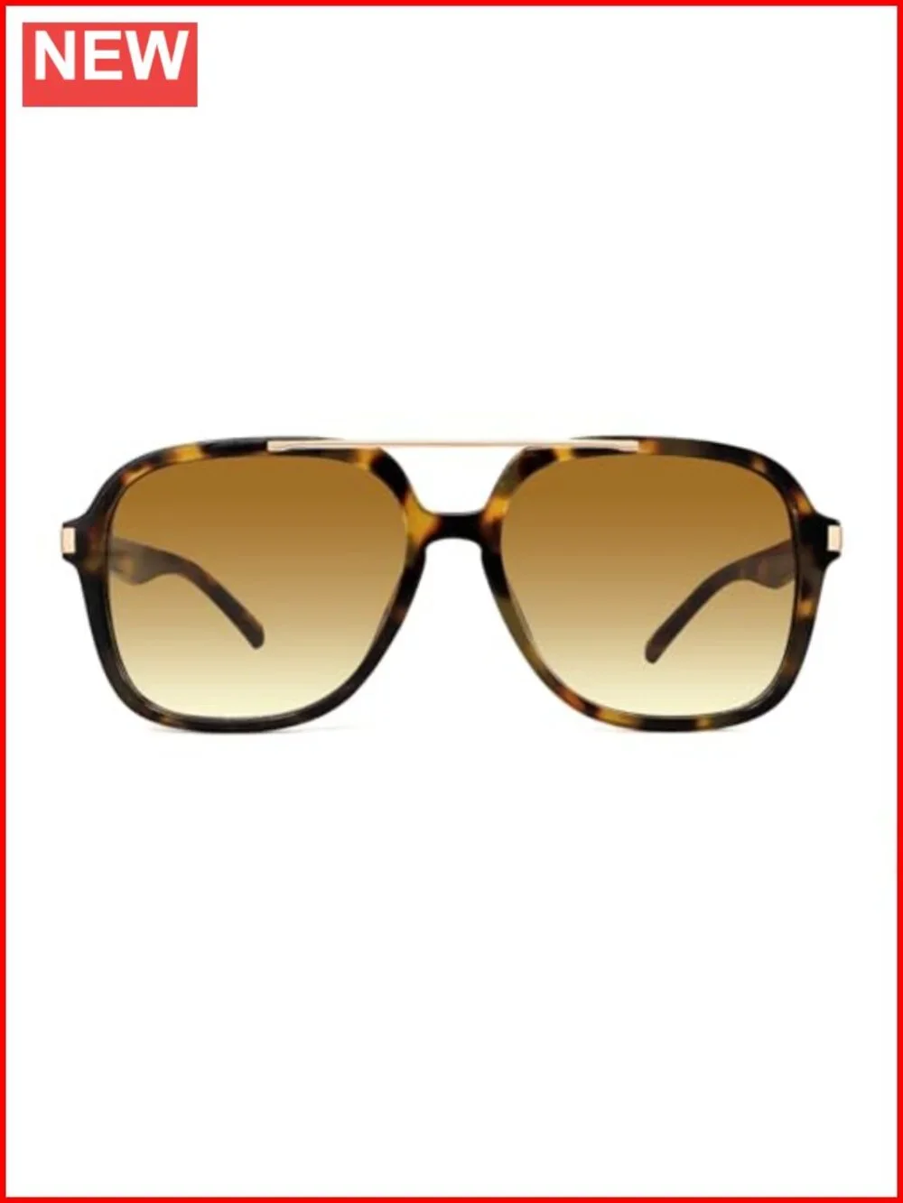 Square Top Bar Aviator Sunglasses Lightweight Plastic Frame